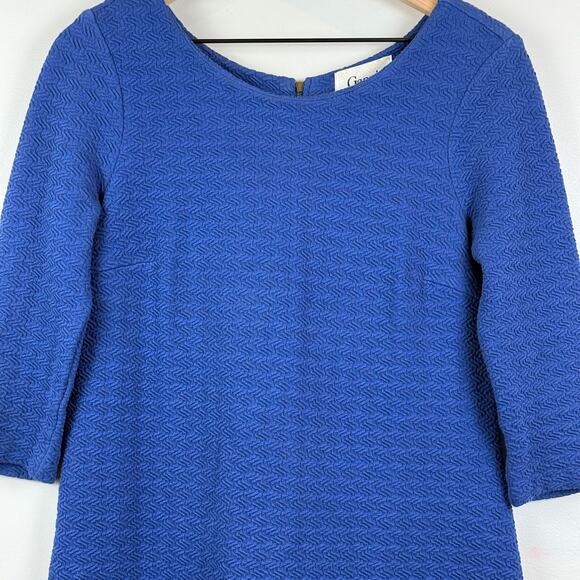 Ganni Anthropologie Lousa Shift Dress Women's Small Cobalt Blue Textured Knit - Picture 2 of 8